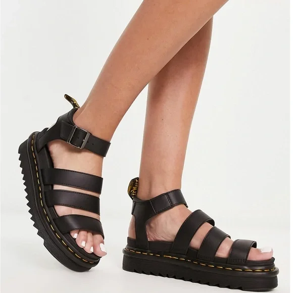 DR. MARTENS Blaire Black gladiator Platform Sandals size 11 Dr. Martens Blair - Black Gladiator Sandals - Leather  main image 4